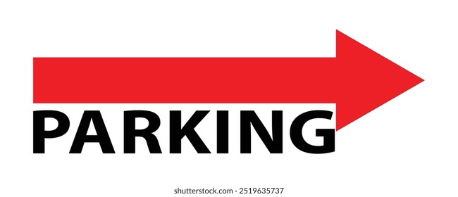 Parking right arrow sign vector. Parking sign directional arrow vector illustration.