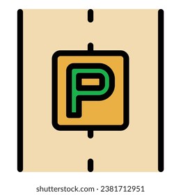 Parking road icon outline vector. Car park. Traffic place color flat
