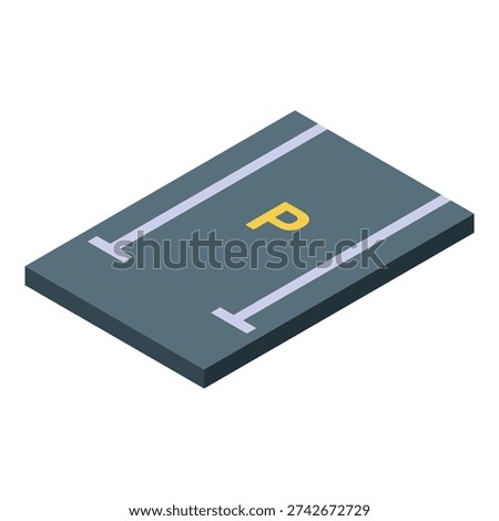 Parking road section with marking is shown on white background