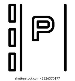 Parking Road Side Symbol Umriss Vektorgrafik. Parkgarage. Fahrzeugfläche