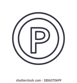 parking road sign button line style icon design, Park and transportation theme Vector illustration