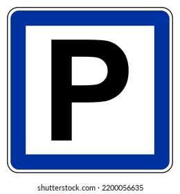 Parking and road sign on white