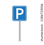 Parking road sign. Parking place for car. Vector illustration.