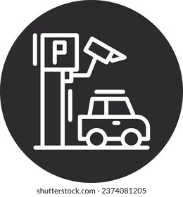 Parking security camera Inverted Circle Design Icon