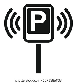 Parking sensor emitting a signal, indicating available parking spaces for efficient city management