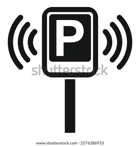 Parking sensor emitting a signal, indicating available parking spaces for efficient city management