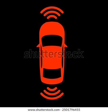 Parking sensor light on car dashboard, car park safety system icon, parking radar, vector