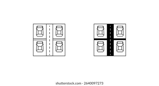 parking lot set icon with white background vector stock illustration