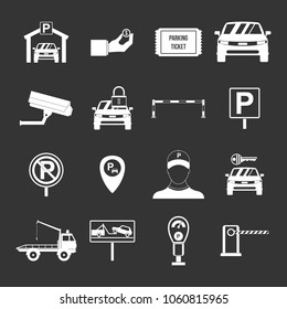 Parking set vector white isolated on grey background 