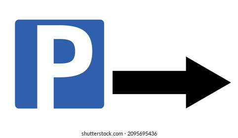 Parking sign and arrow icon. Vector.