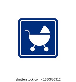 Parking sign for baby stroller. Pram parking sign. Place for strollers. Vector illustration.