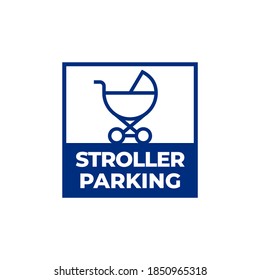 Parking sign for baby stroller. Pram parking sign. Place for strollers. Vector illustration.