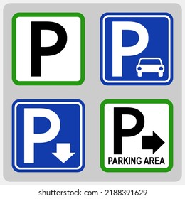 El cartel de estacionamiento es azul. ilustración vectorial de icono.