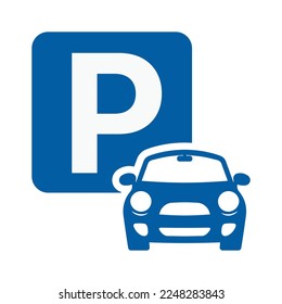 Parking Sign. Car parking icon. Parking space. Parking lot. Car park. Vector icon isolated on white background.