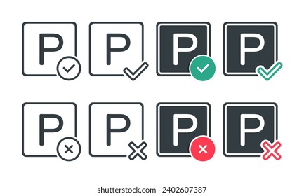 Parking sign with check mark icon. Illustration vector