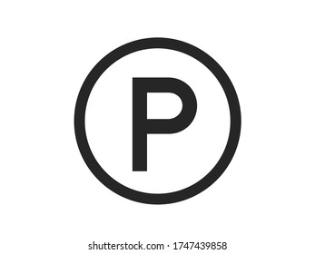 Parking sign in circle. Vector parking sign design.  P letter sign