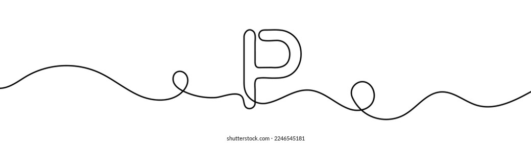 Parking sign in continuous line drawing style. Line art of parking symbol. Vector illustration. Abstract background