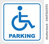 parking sign for disability handicapped disabled printable sign symbol simple blue minimalist design illustration