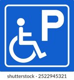 Parking sign Disabled person, Handicap Parking symbol isolated, ParkingSign vector illustration, Valet parking, Reserved parking sign.