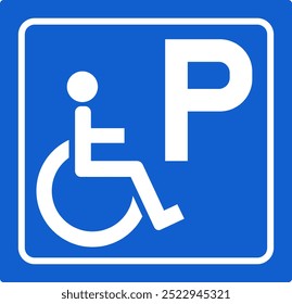 Sinal de estacionamento Pessoa deficiente, Handicap Símbolo de estacionamento isolado, ParkingSign ilustração vetorial, Valet estacionamento, sinal de estacionamento reservado.