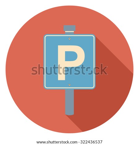 parking sign flat icon in circle