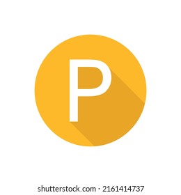 Icono plano de signo de estacionamiento con sombra