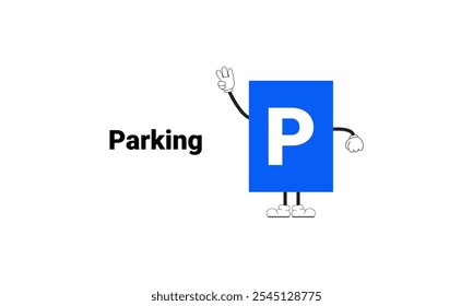 Parking sign graphic vector illustration with cartoon characters. Graphic design is suitable for children's education, story books, or traffic safety materials. vector illustration