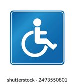 Parking Sign With Handicap Symbol. Blue and White Vector. Wheelchair. Accessibility.