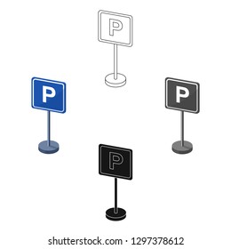 Parking sign icon in cartoon style isolated on white background. Parking zone symbol stock vector illustration.