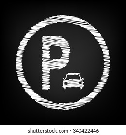 Parking sign icon with chalk effect 