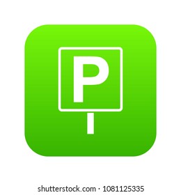 Parking sign icon digital green for any design isolated on white vector illustration