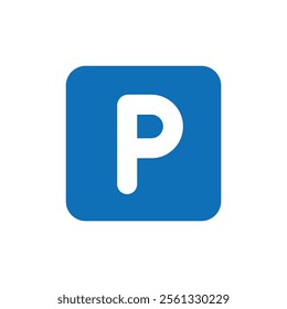 Parking sign icon in flat design. Letter P symbol
