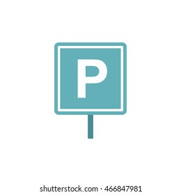Parking sign icon in flat style isolated on white background. Place symbol