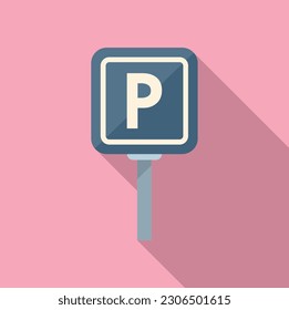 Parking sign icon flat vector. Place transport. Toll home