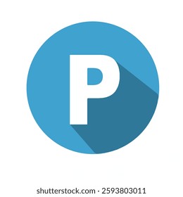 Parking Sign Icon with Long Shadow