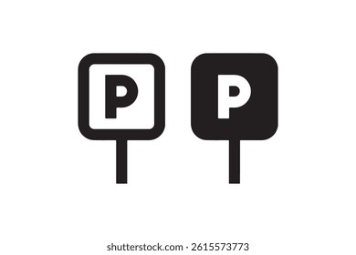Parking sign icon in outline and solid style Vector