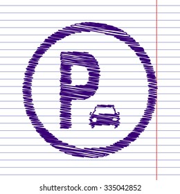 Parking sign icon with pen effect 