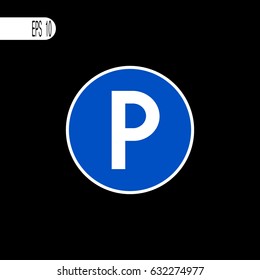 Parking sign, icon. Round sign white thin line - vector illustration
