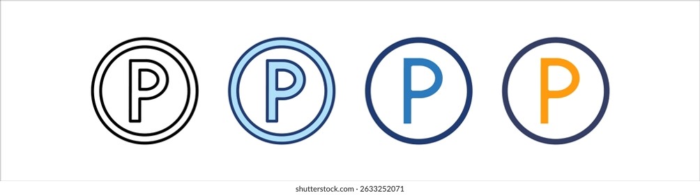 Conjunto de iconos de letrero de estacionamiento Colección de estilo múltiple