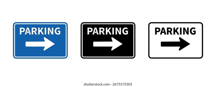 Parking sign icon set vector. Vehicle parking symbol. vector illustration.
