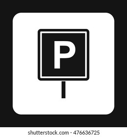 Parking sign icon in simple style isolated on white background. Place symbol