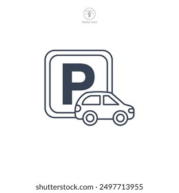 Parking sign icon symbol vector illustration isolated on white background