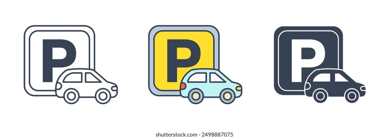 Parking sign icon symbol vector illustration isolated on white background