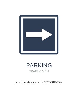 Parking sign icon. Trendy flat vector Parking sign icon on white background from traffic sign collection, vector illustration can be use for web and mobile, eps10