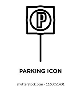 Parking sign icon vector isolated on white background, Parking sign transparent sign , line or linear sign, element design in outline style