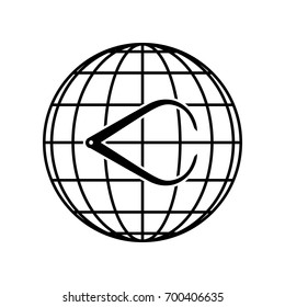 Parking sign illustration. Vector. Black icon on black globe at white background. Isolated.