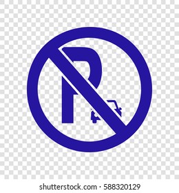 Parking sign illustration. Vector. Blue icon on transparent background.