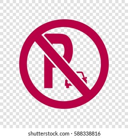 Parking sign illustration. Vector. Bordo icon on transparent background.