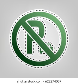 Parking sign illustration. Vector. Green icon with outline for cutting out at gray background.