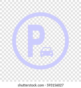 Parking sign illustration. Vector. Periwinkle icon on transparent background.